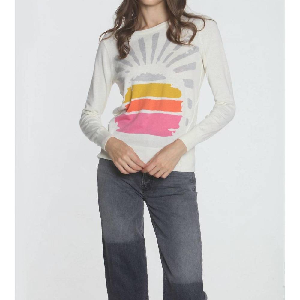 NEW LABEL+THREAD women's sunburst crew top in white multi
